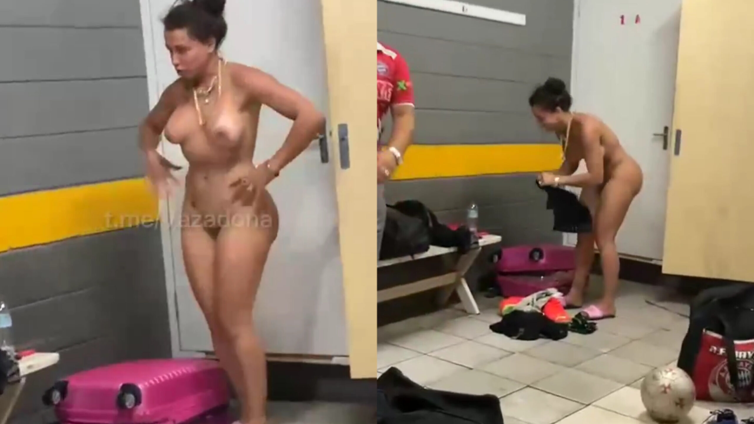 Mulher pelada em vestiário masculino - Putas Video